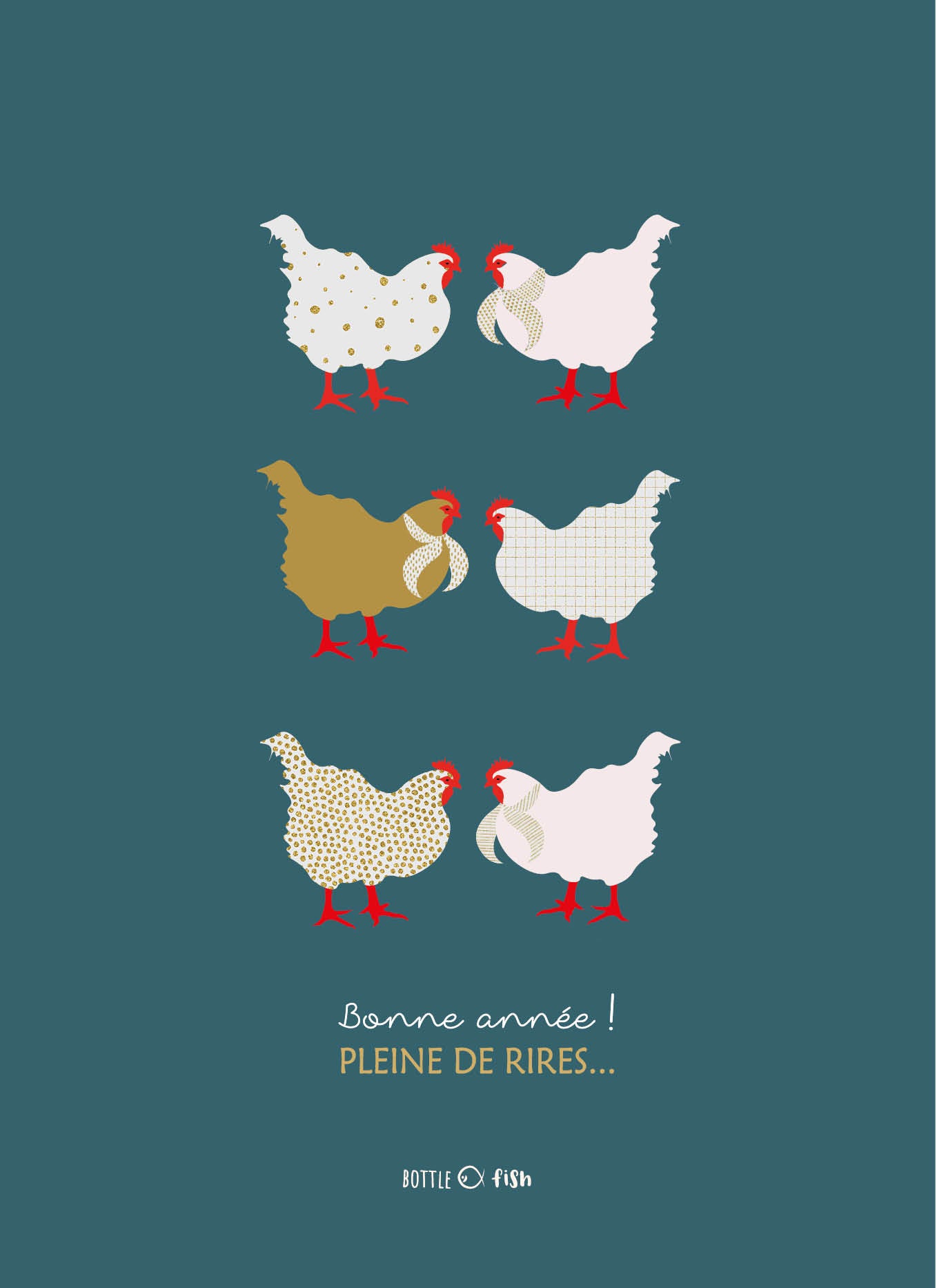 Carte Voeux Poules 2025