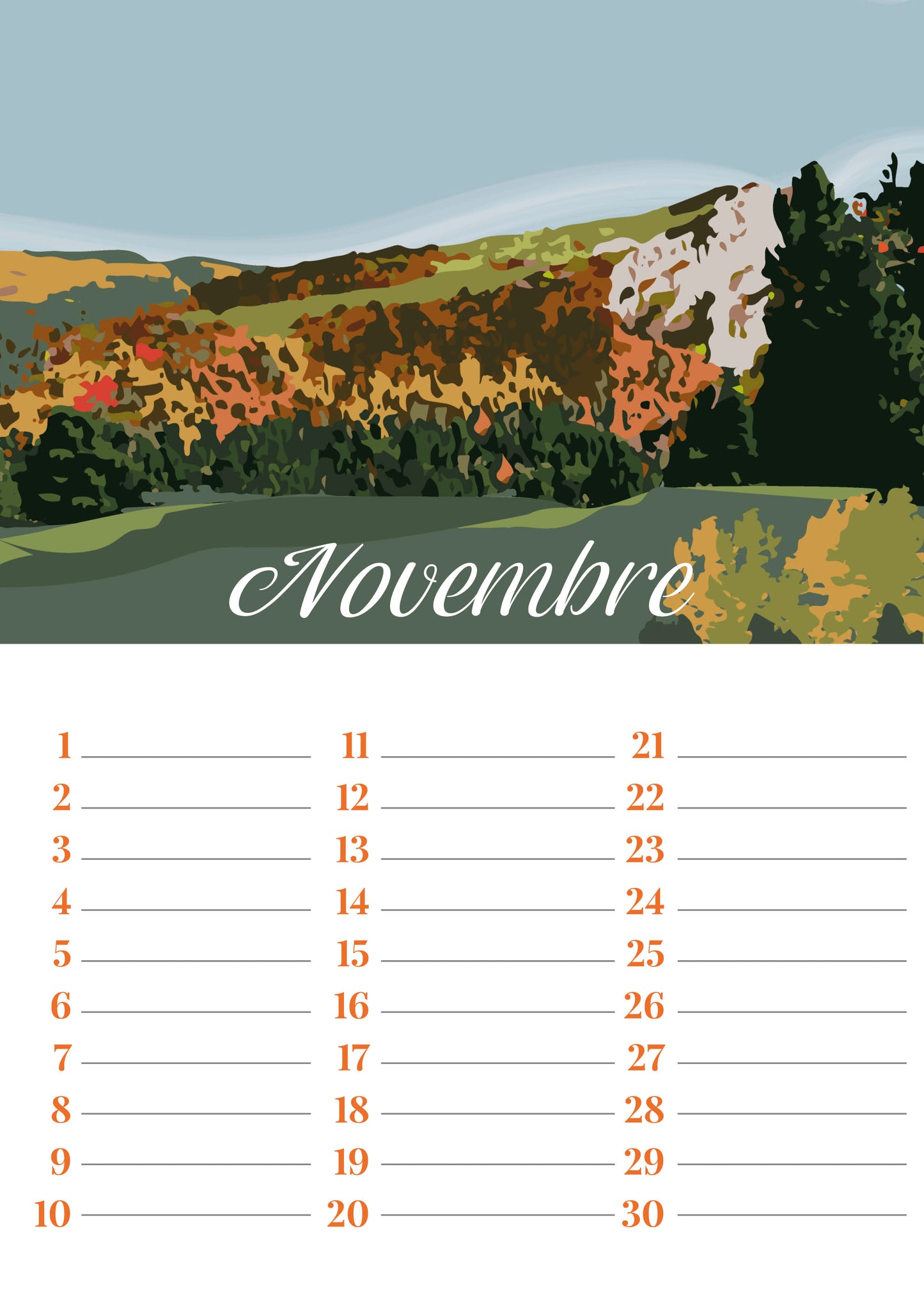 Calendrier perpétuel Montagne